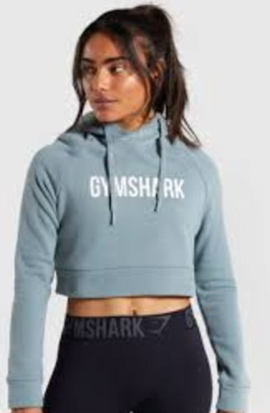 Womens Sage Green Gymshark Training Cropped Hoodie Size Medium